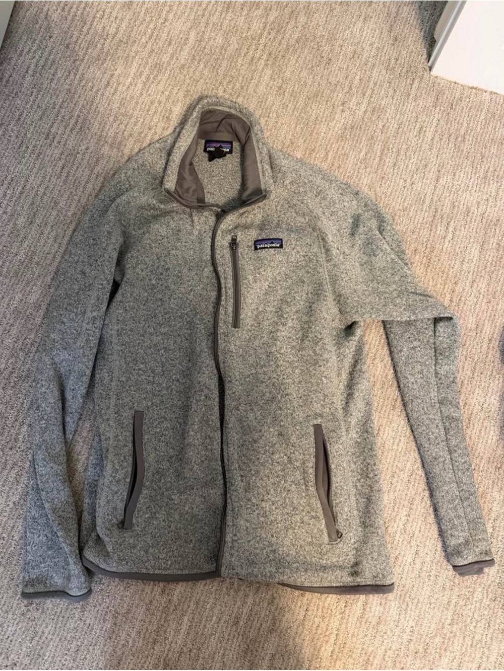 Patagonia Gray Fleece Jacket with Multicolor Logo